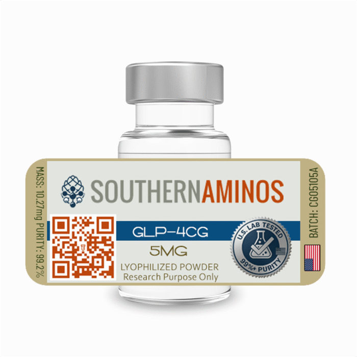 GLP-4CG research peptide vial – Southern Aminos, verified purity and quality