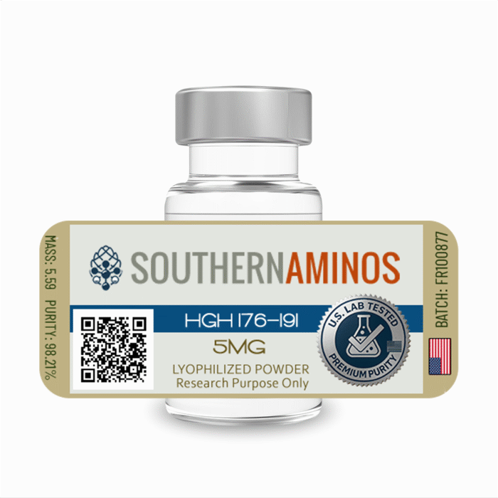 HGH 176-191 research peptide vial – Southern Aminos, verified purity and quality